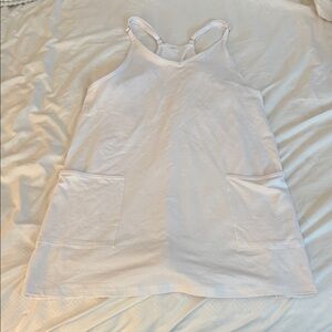 White Sleeveless Dress with Pockets